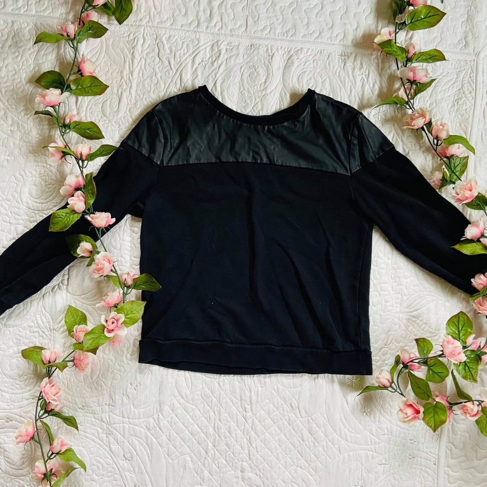 Half leather sweater